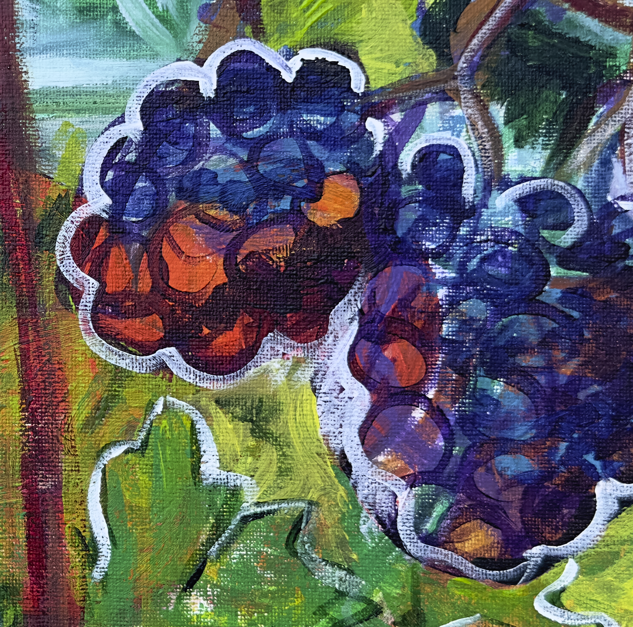 Grapes on the Vine (Detail), painting by Ukrainian artist Alvi Siren