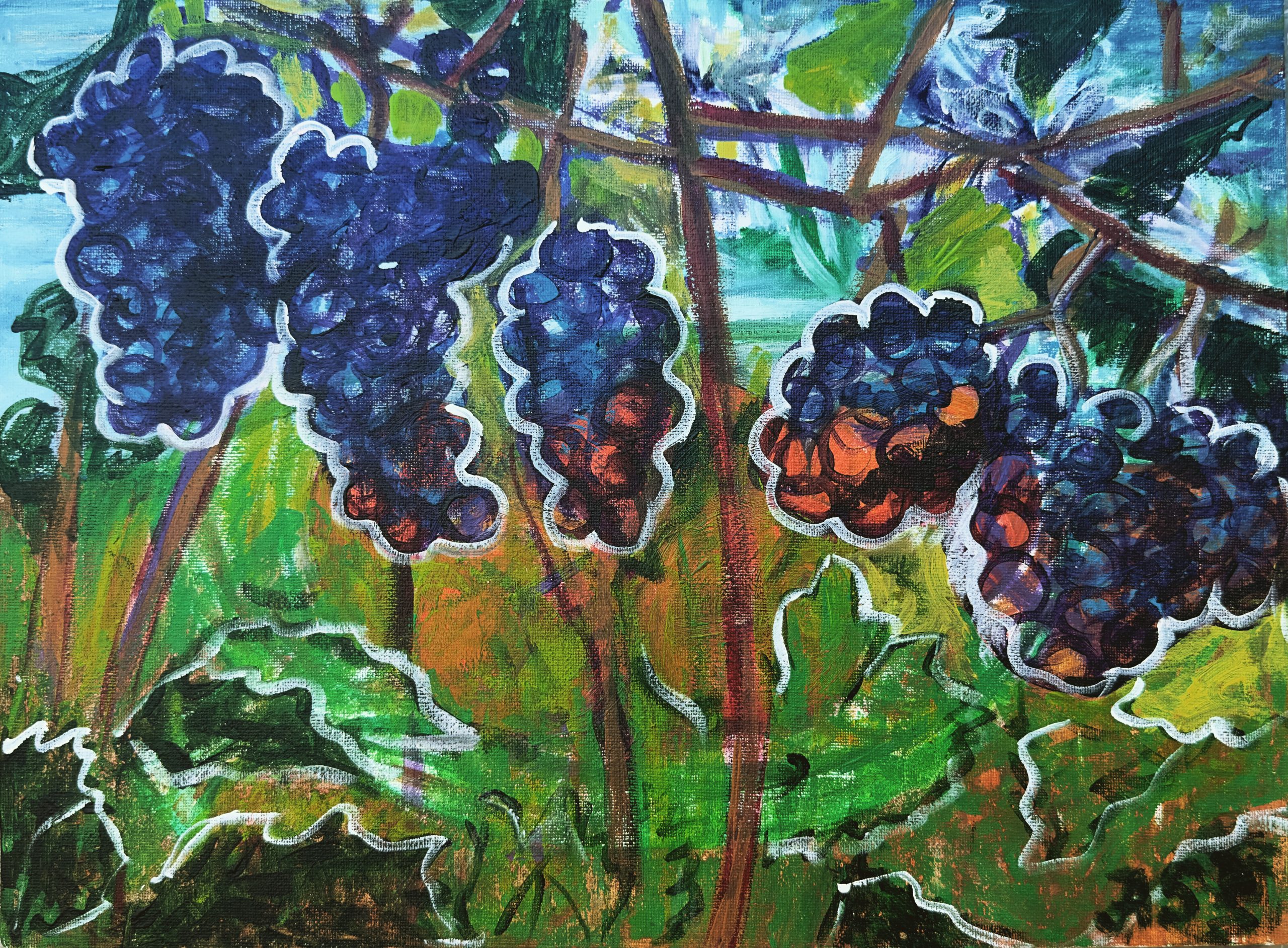 Grapes on the Vine, painting by Ukrainian artist Alvi Siren