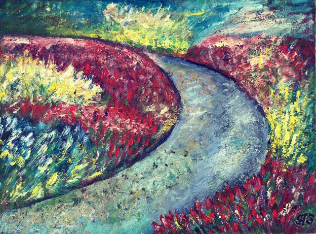 Flowers by the River, painting by Ukrainian artist Alvi Siren