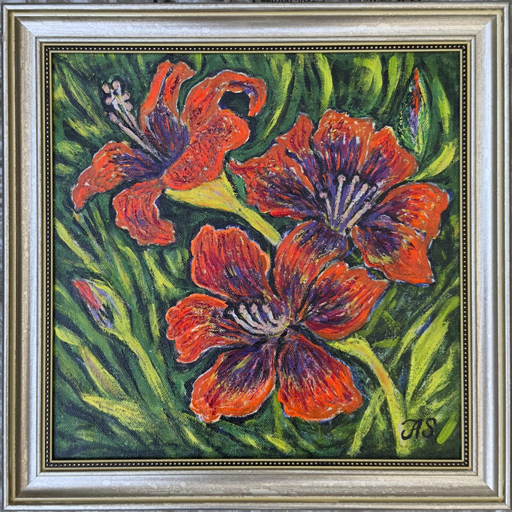 Flame Lilies, painting by Ukrainian artist Alvi Siren