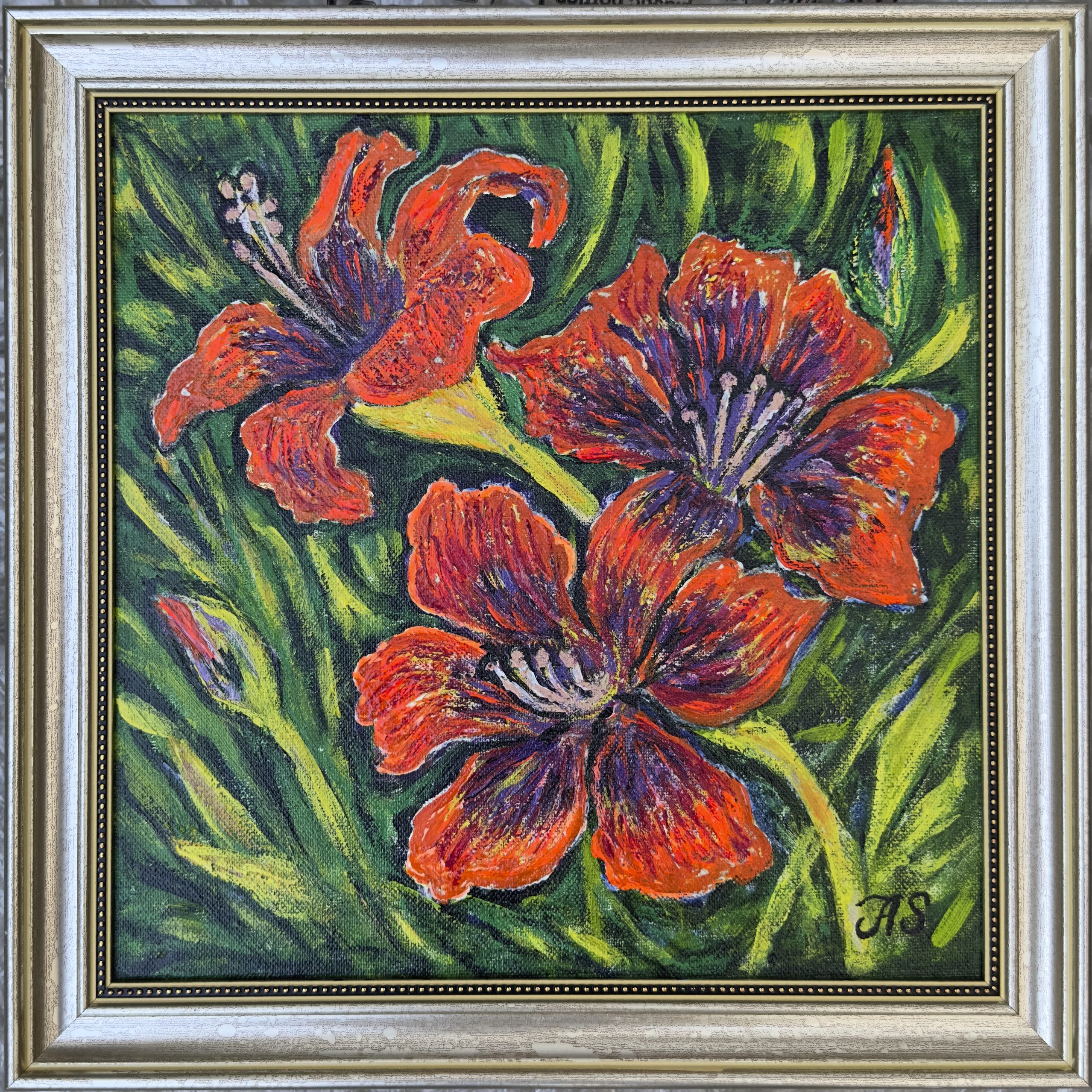 Flame Lilies, painting by Ukrainian artist Alvi Siren