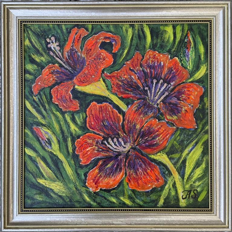 Flame Lilies, painting by Ukrainian artist Alvi Siren