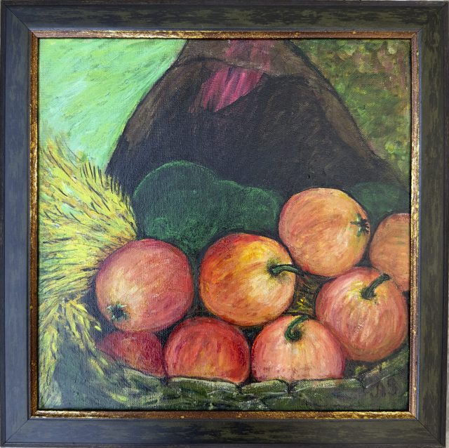 Apples in the Green Basket, painting by Ukrainian artist Alvi Siren