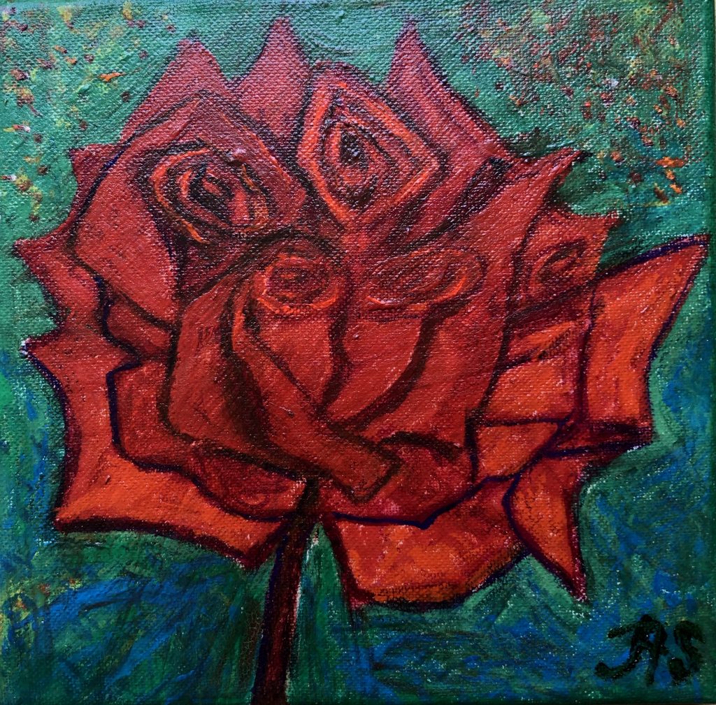 Scarlet Rose, painting by Ukrainian artist Alvi Siren