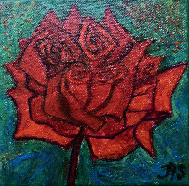 Scarlet Rose, painting by Ukrainian artist Alvi Siren