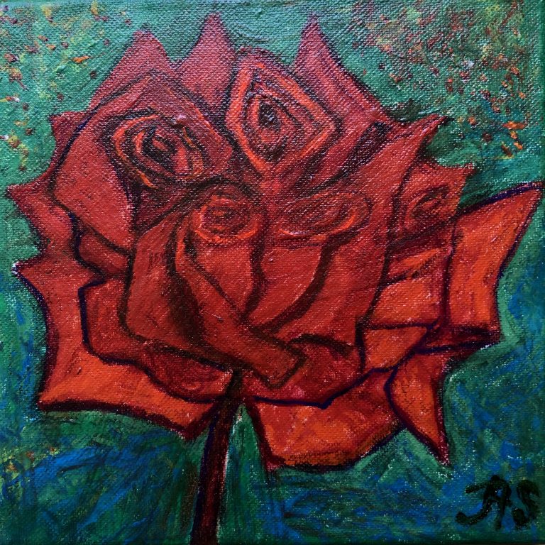 Scarlet Rose, painting by Ukrainian artist Alvi Siren