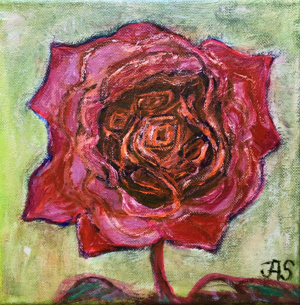 Dark Red Rose, painting by Ukrainian artist Alvi Siren