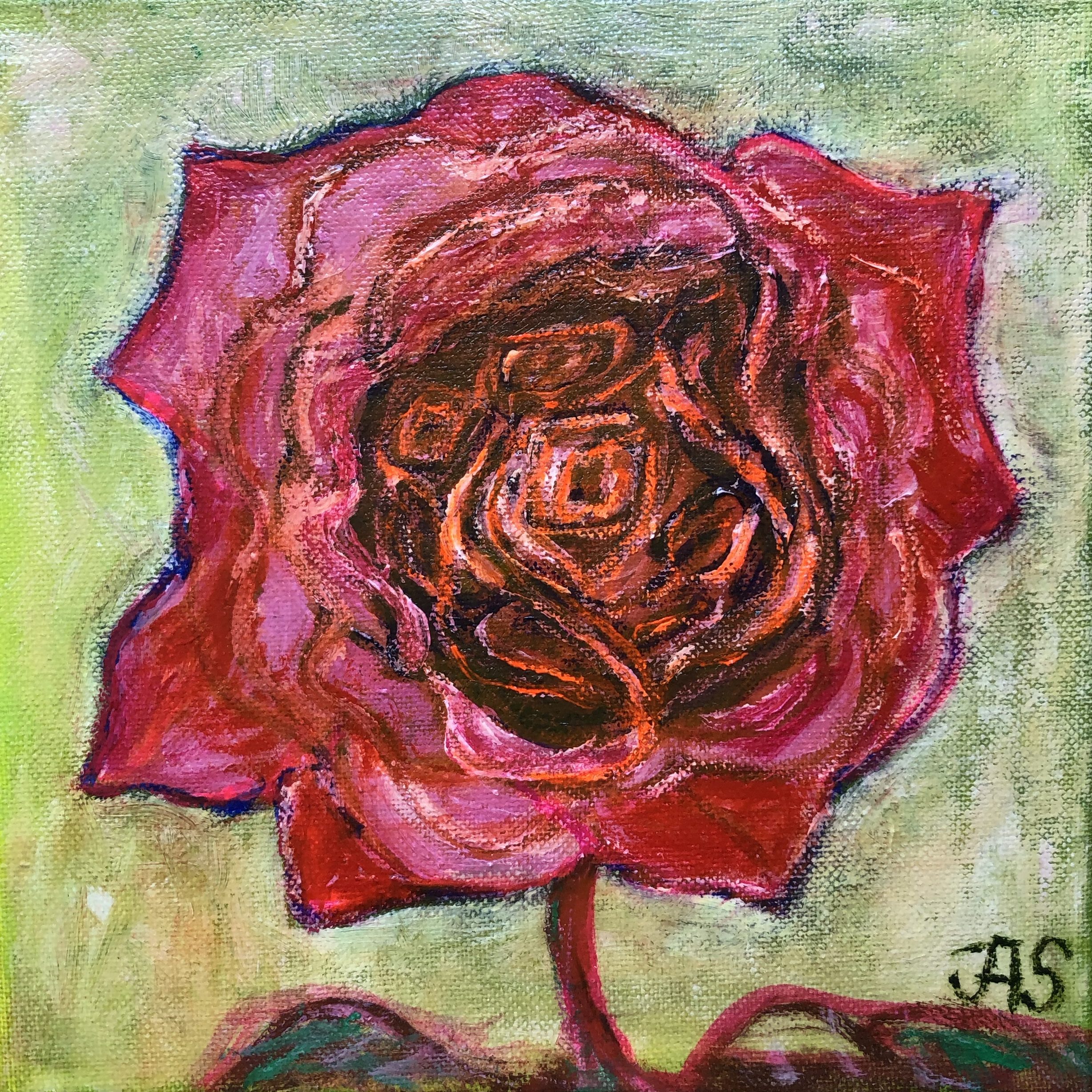 Dark Red Rose, painting by Ukrainian artist Alvi Siren