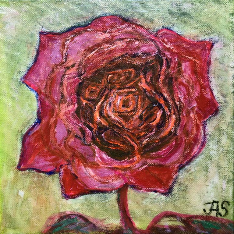 Dark Red Rose, painting by Ukrainian artist Alvi Siren