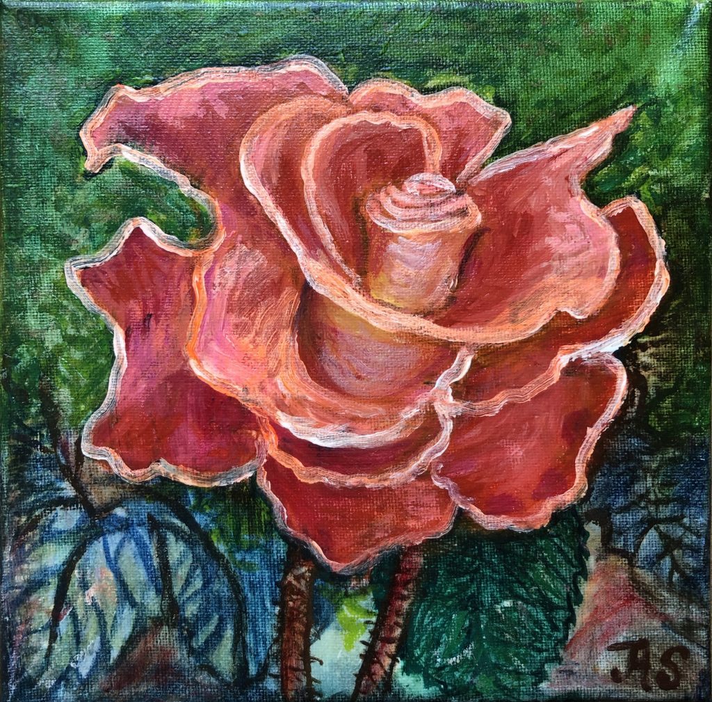 Coral Rose, painting by Ukrainian artist Alvi Siren