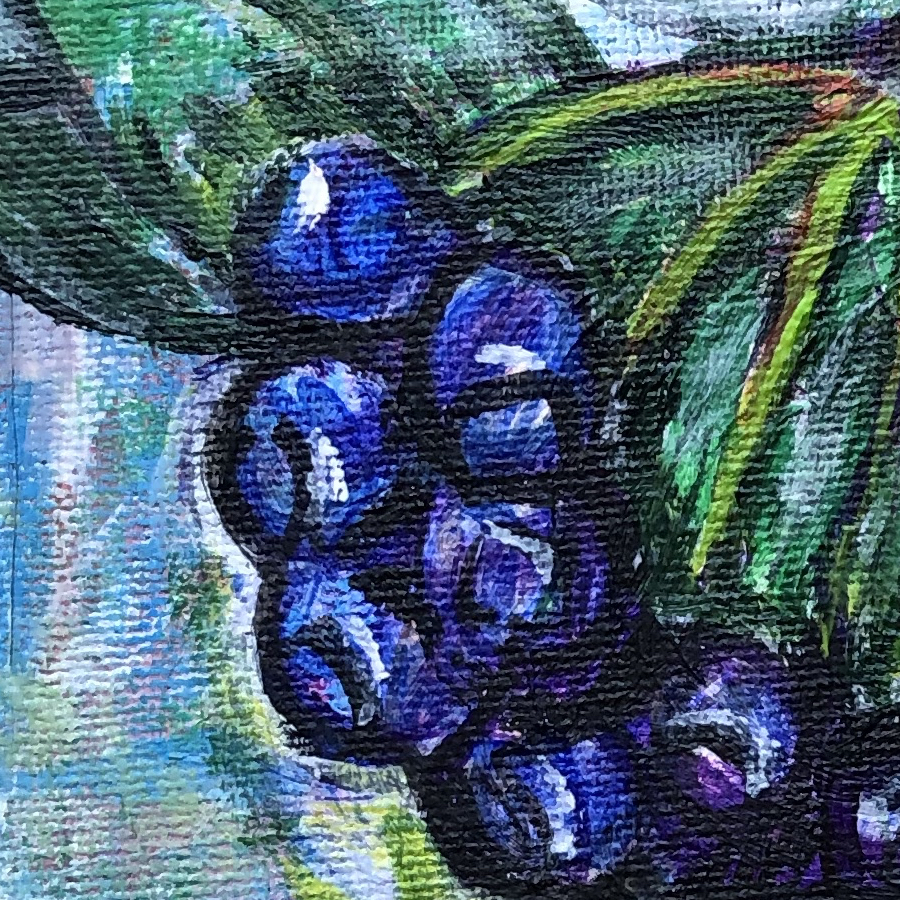 Aronia on the Branch (Detail), painting by Ukrainian artist Alvi Siren