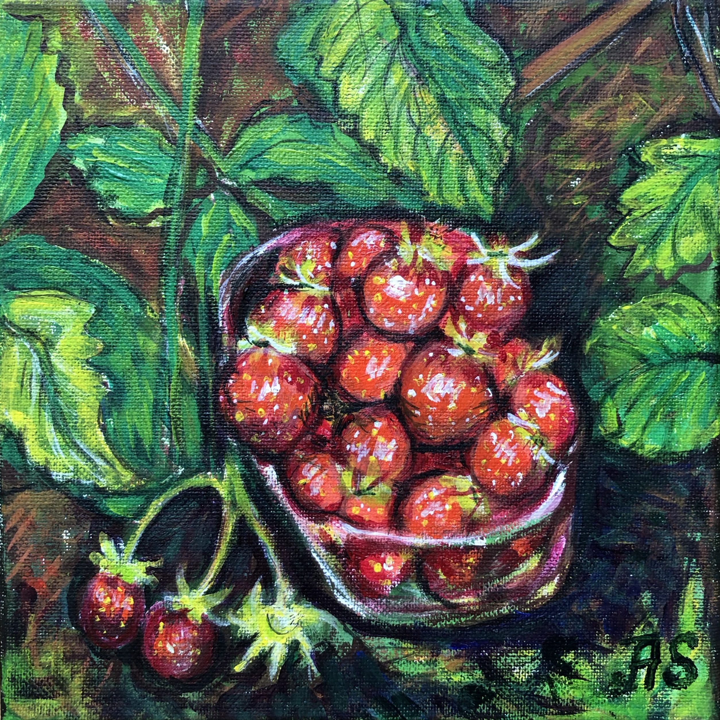 Garden Strawberries, painting by Ukrainian artist Alvi Siren