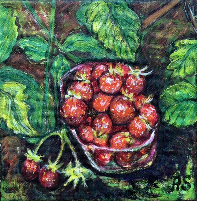Garden Strawberries, painting by Ukrainian artist Alvi Siren
