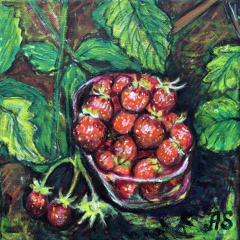 Garden Strawberries, painting by Ukrainian artist Alvi Siren
