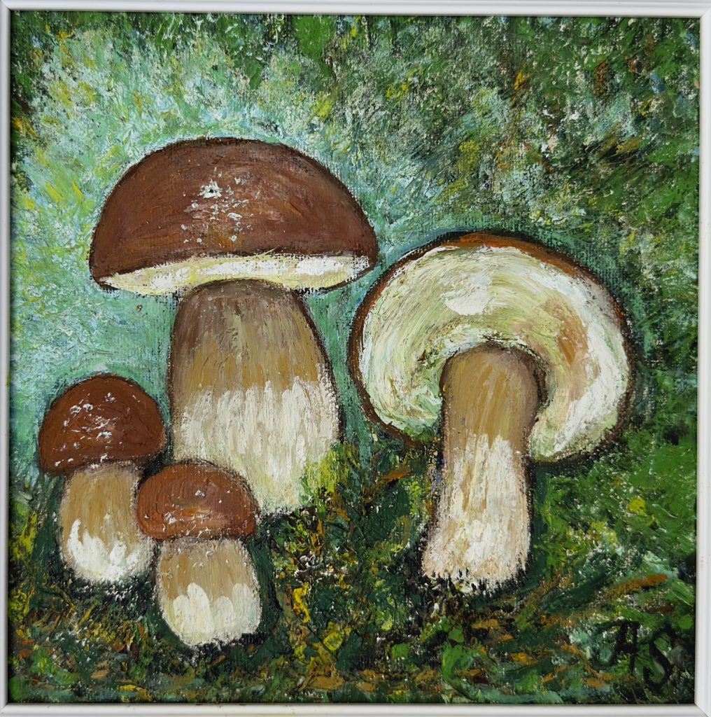 Boletes in Green, painting by Ukrainian artist Alvi Siren