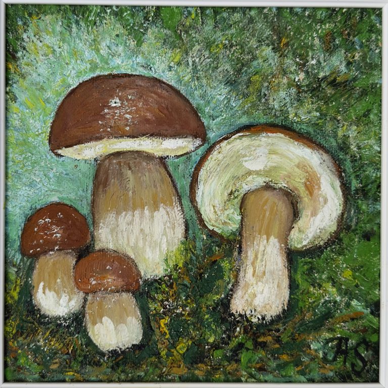 Boletes in Green, painting by Ukrainian artist Alvi Siren