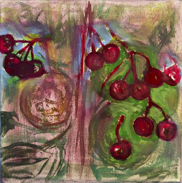 Red Berries Composition, painting by Ukrainian artist Alvi Siren