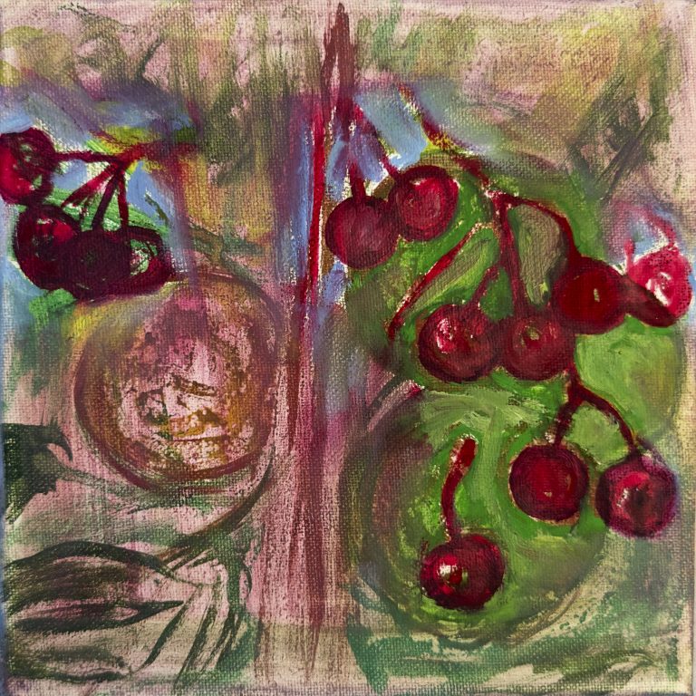 Red Berries Composition, painting by Ukrainian artist Alvi Siren