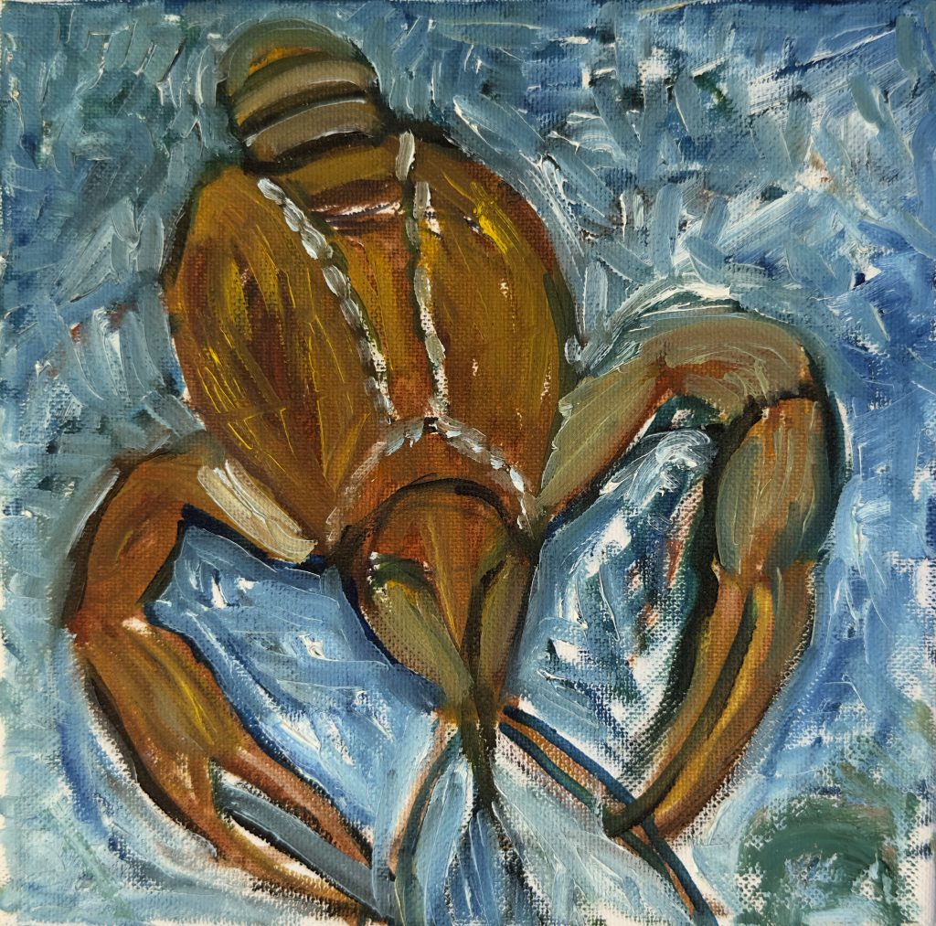 Crab in Blue Water, painting by Ukrainian artist Alvi Siren
