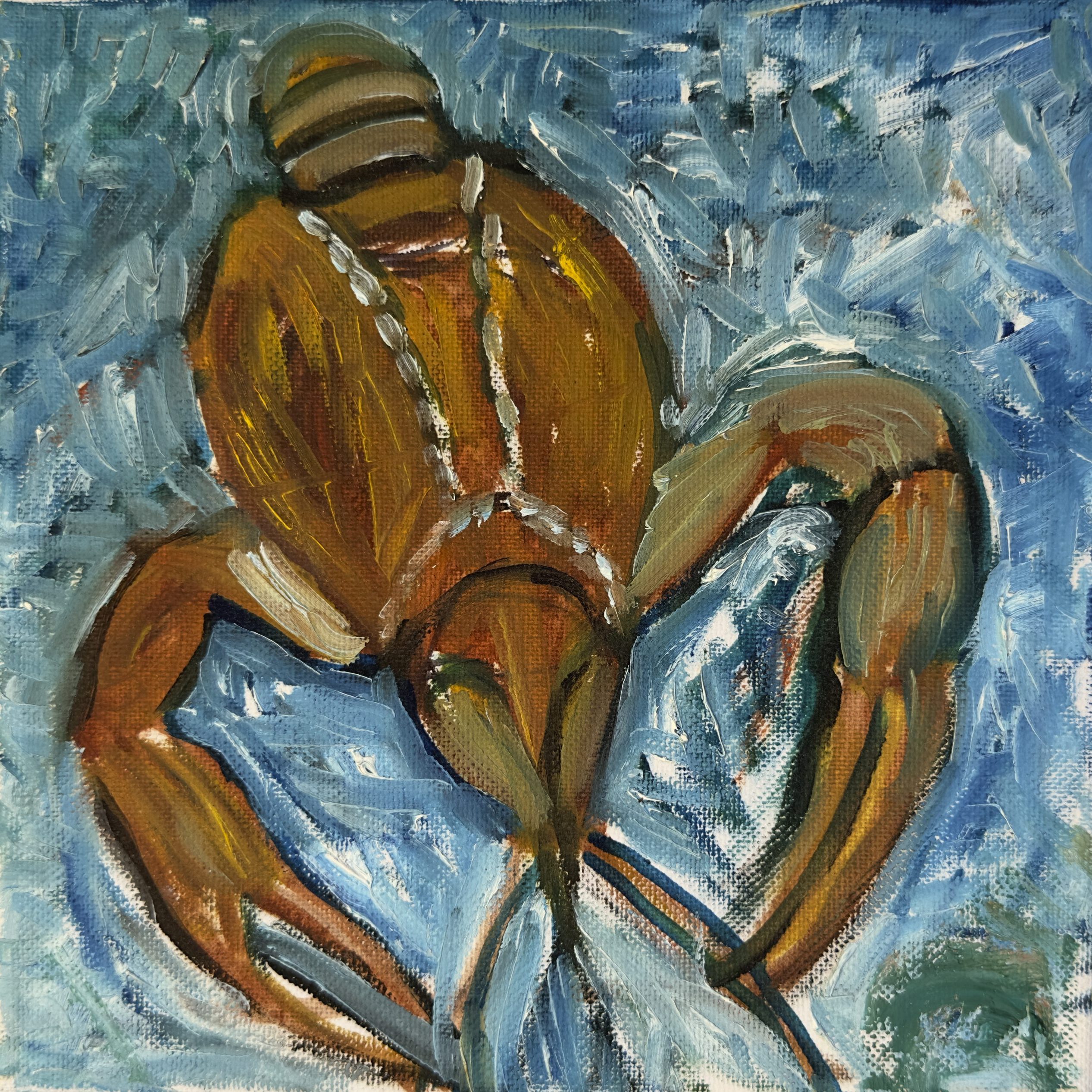 Crab in Blue Water, painting by Ukrainian artist Alvi Siren