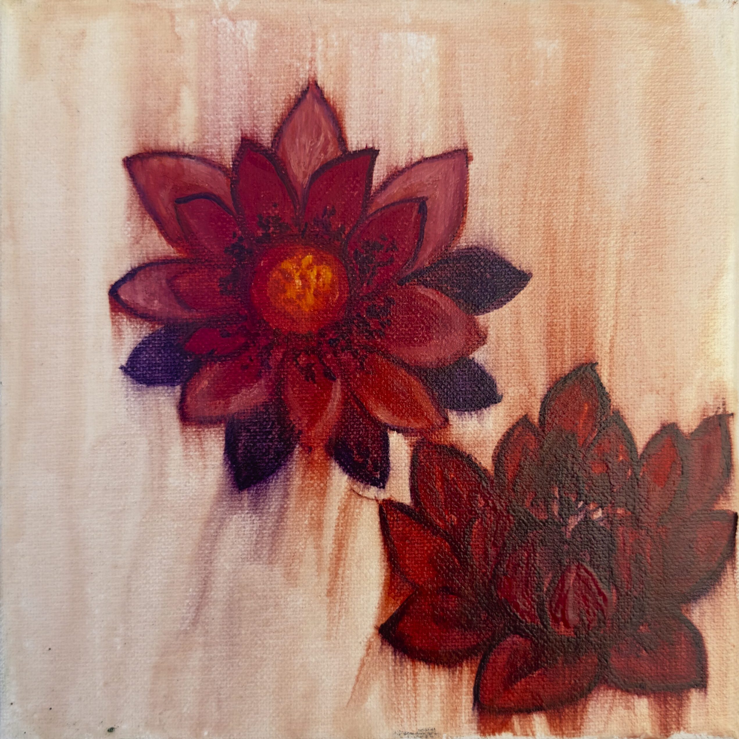 Red Floral Abstract, painting by Ukrainian artist Alvi Siren
