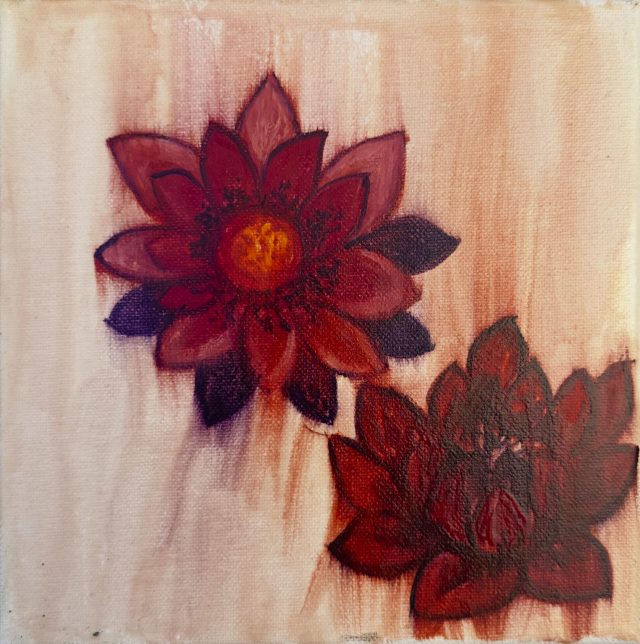 Red Floral Abstract, painting by Ukrainian artist Alvi Siren