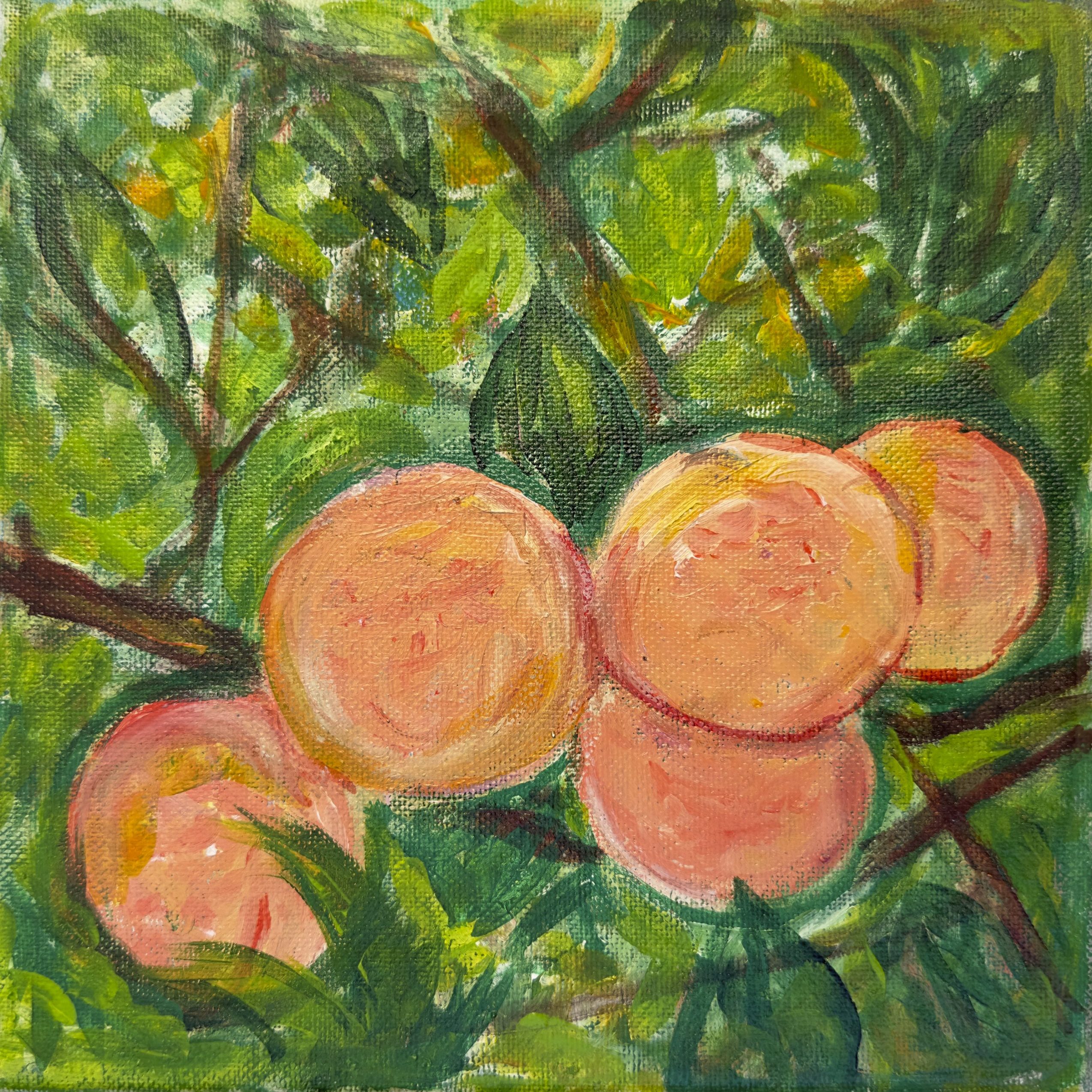 Peaches on the Branch, painting by Ukrainian artist Alvi Siren
