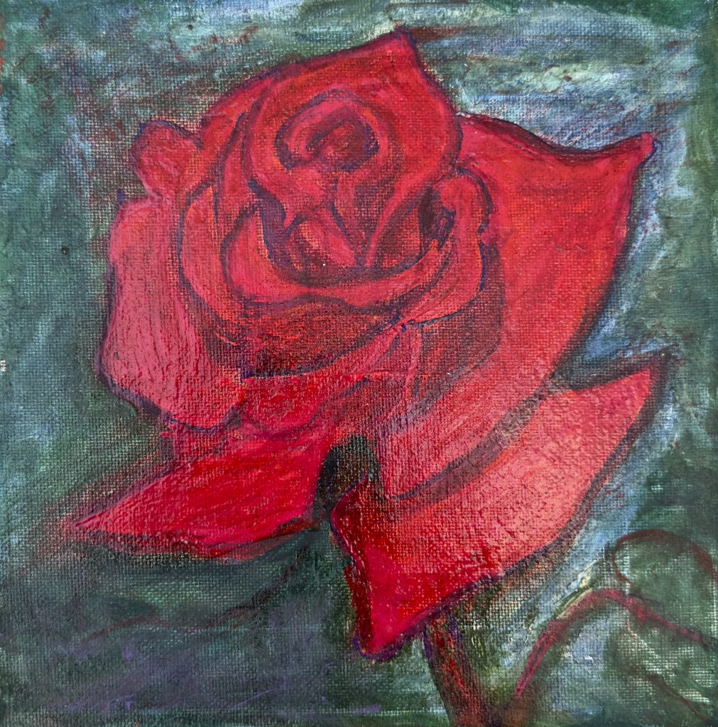 Crimson Rose, painting by Ukrainian artist Alvi Siren
