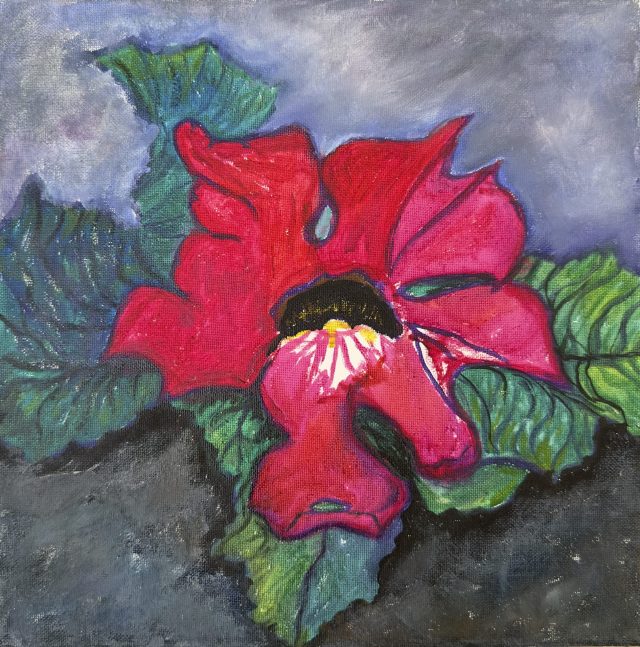 Scarlet Orchid, painting by Ukrainian artist Alvi Siren