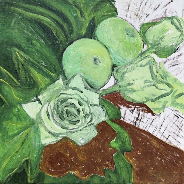 Green Roses and Apples, painting by Ukrainian artist Alvi Siren