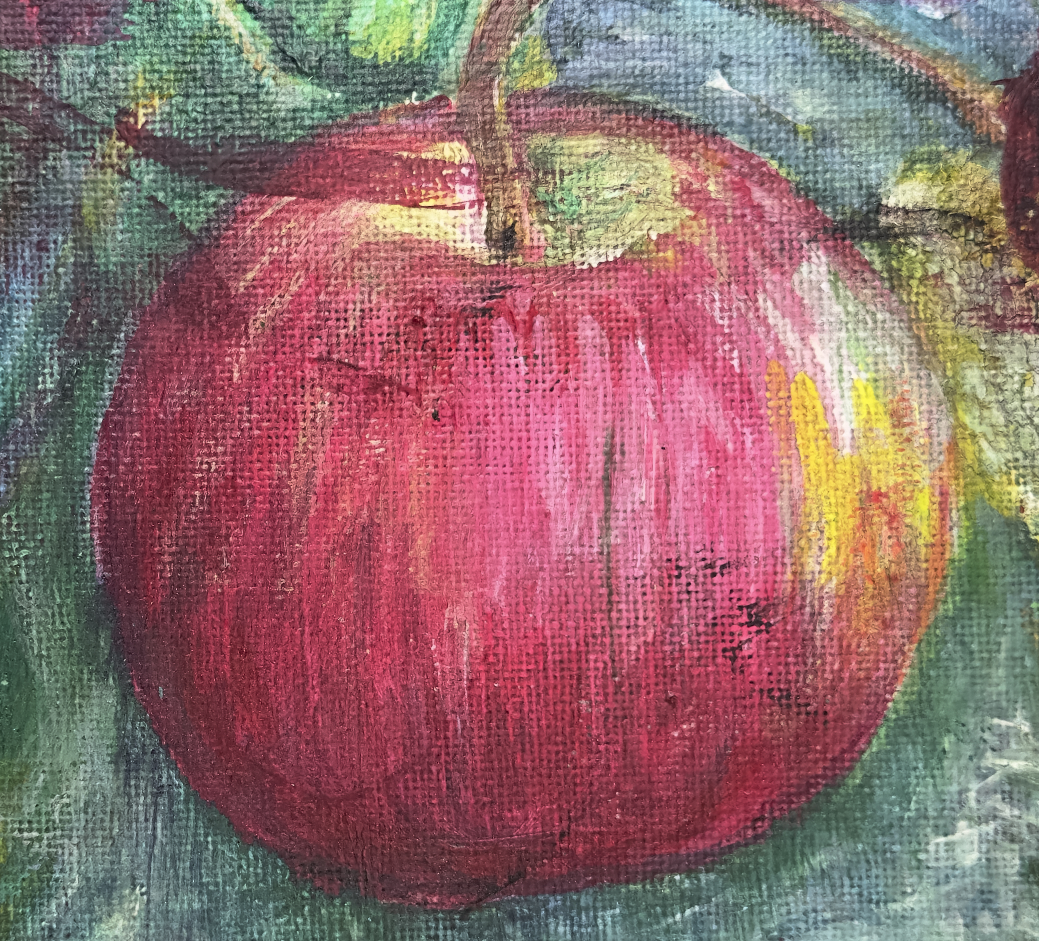 Crimson Apple (Detail), painting by Ukrainian artist Alvi Siren