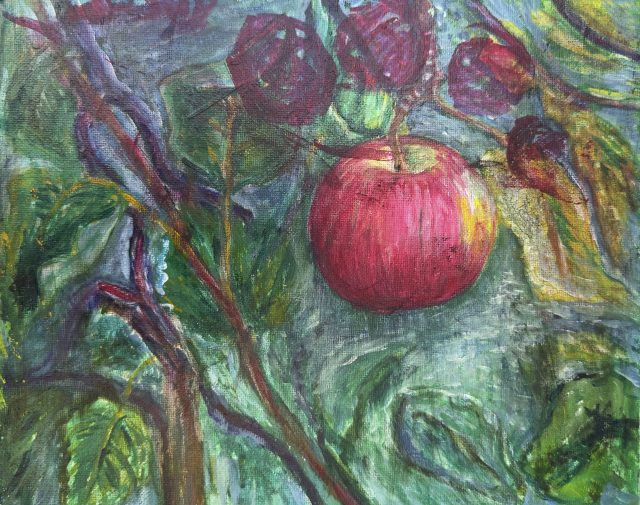 Crimson Apple, painting by Ukrainian artist Alvi Siren