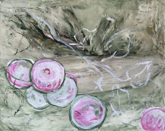 Pink Fruit Abstract, painting by Ukrainian artist Alvi Siren