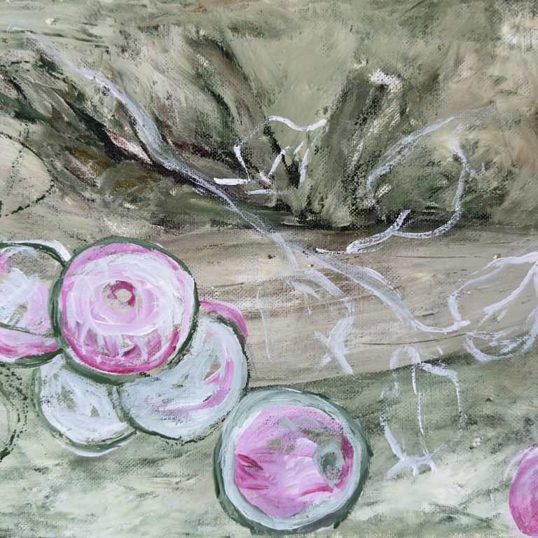 Pink Fruit Study, painting by Ukrainian artist Alvi Siren