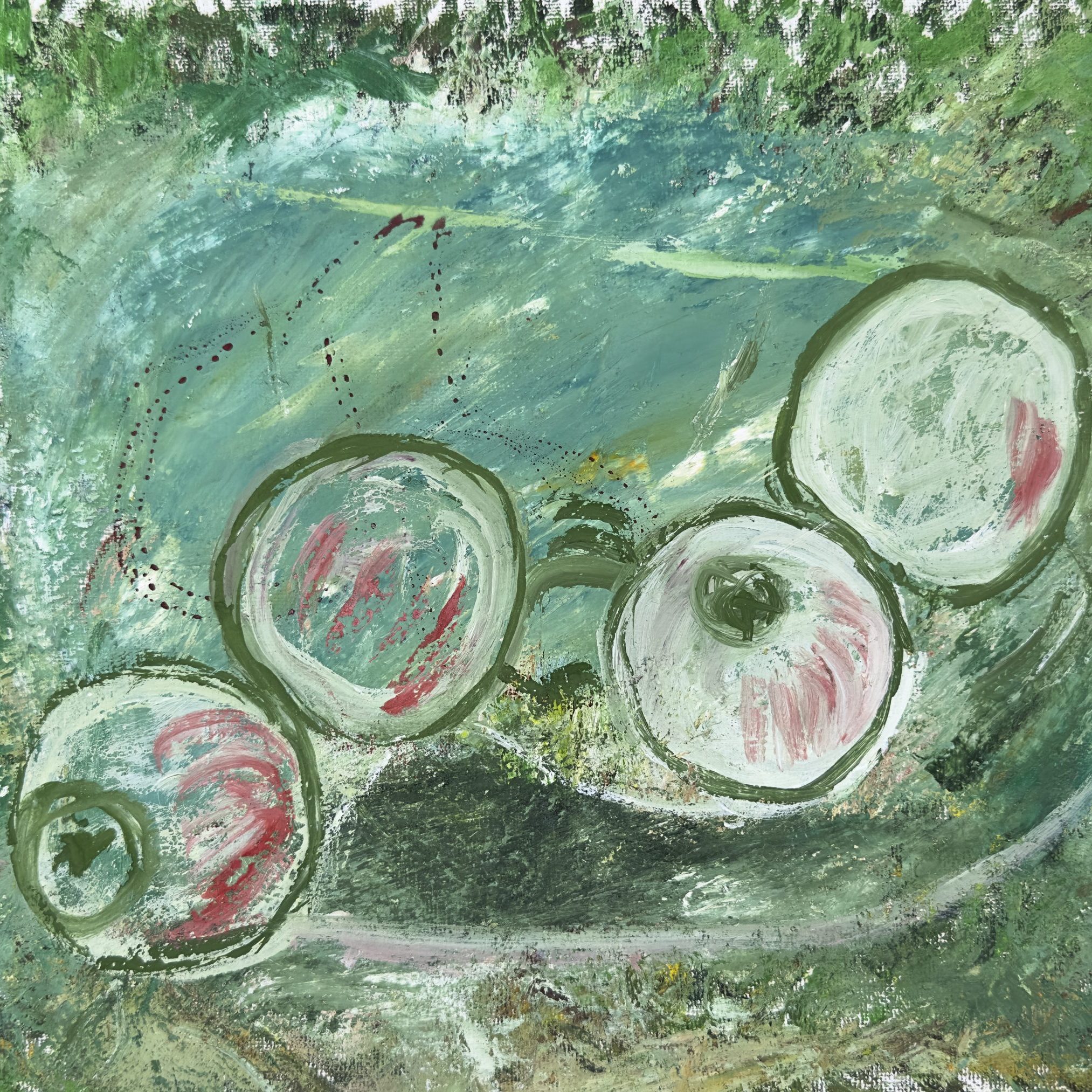 Green Fruit Study, painting by Ukrainian artist Alvi Siren