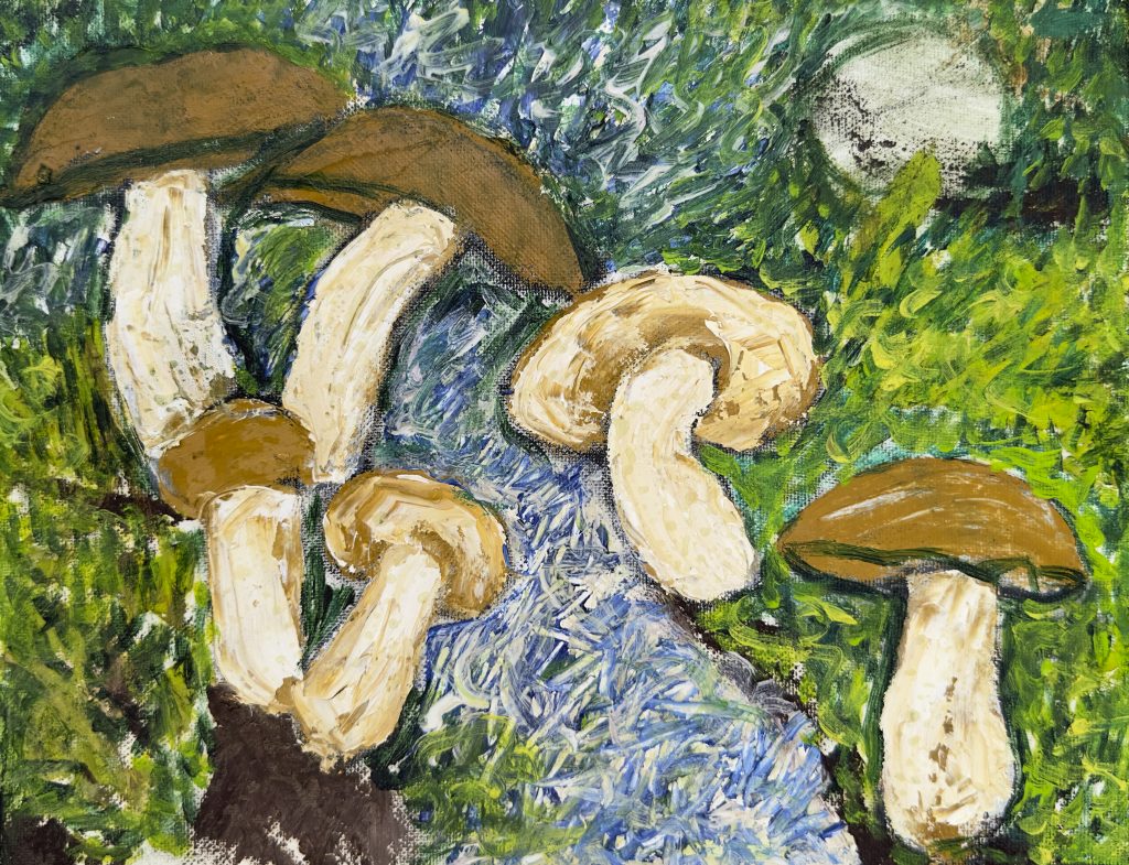 Boletes in Motion, painting by Ukrainian artist Alvi Siren