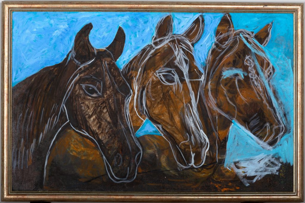 Three Horses Emerging, painting by Ukrainian artist Alvi Siren