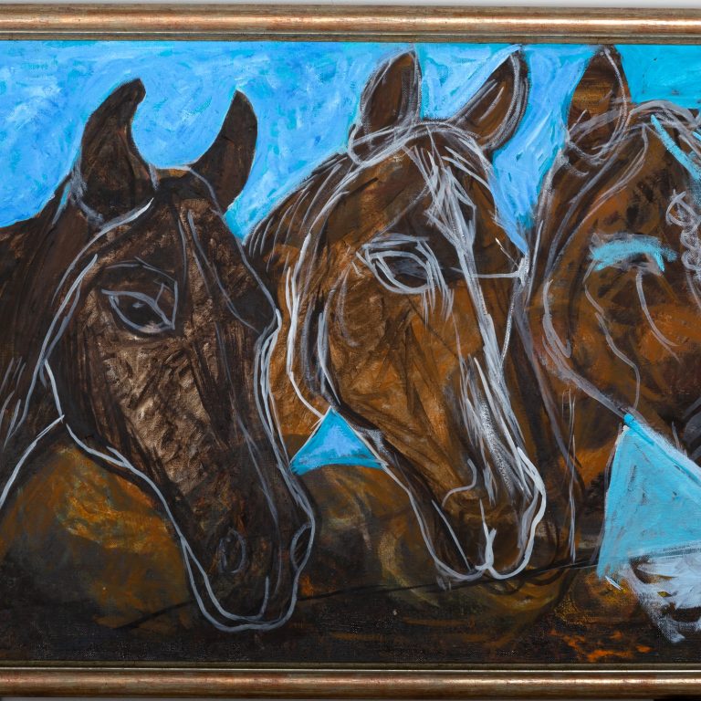 Three Horses Emerging, painting by Ukrainian artist Alvi Siren