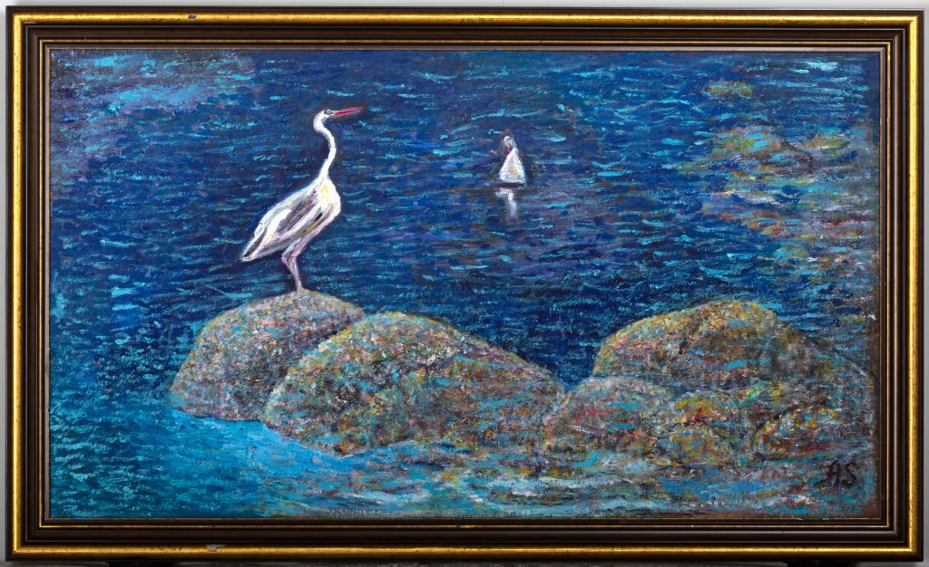 Herons Across the Blue, painting by Ukrainian artist Alvi Siren