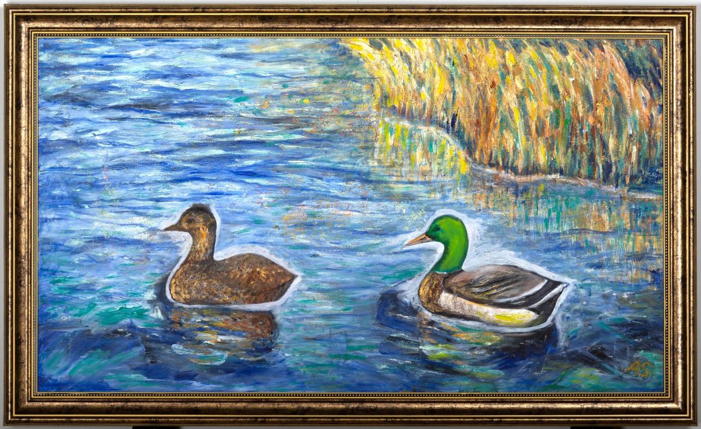 Ducks on Quiet Water, painting by Ukrainian artist Alvi Siren