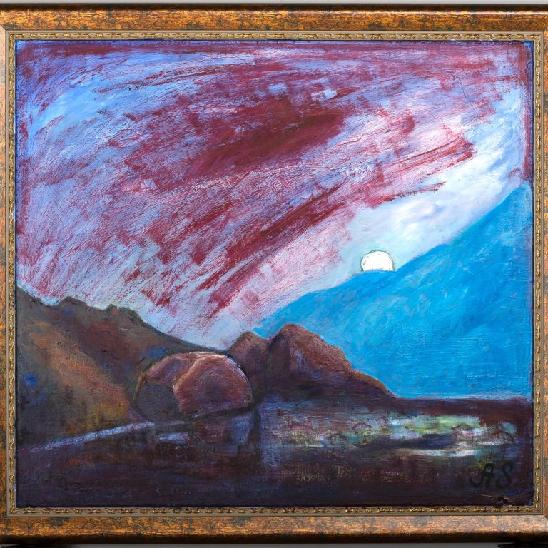 Crimson Evening Abstract, painting by Ukrainian artist Alvi Siren
