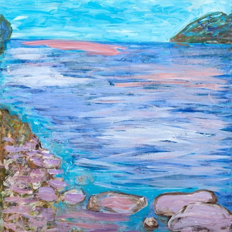 Pink Lagoon Abstract, painting by Ukrainian artist Alvi Siren