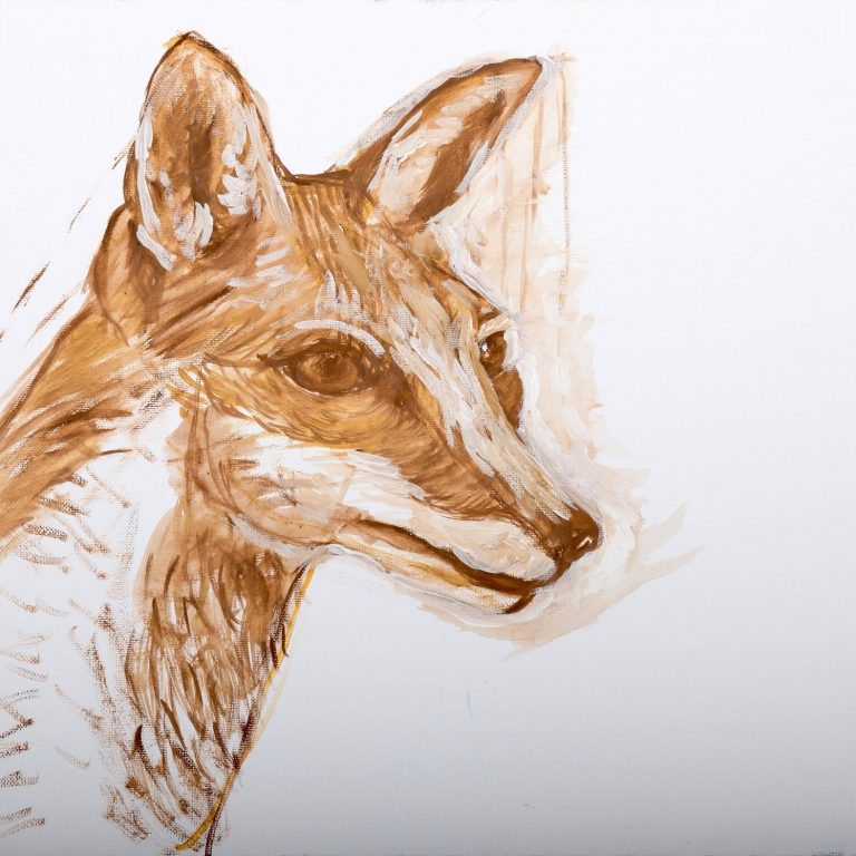 Curious Young Fox, painting by Ukrainian artist Alvi Siren