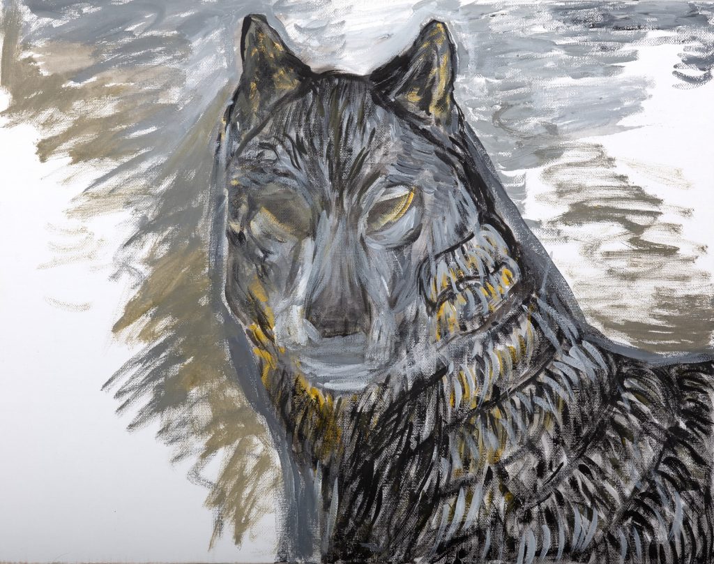Spirit Wolf Abstract, painting by Ukrainian artist Alvi Siren