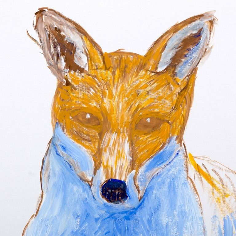 Azure Fox Abstract (Detail View 1), painting by Ukrainian artist Alvi Siren