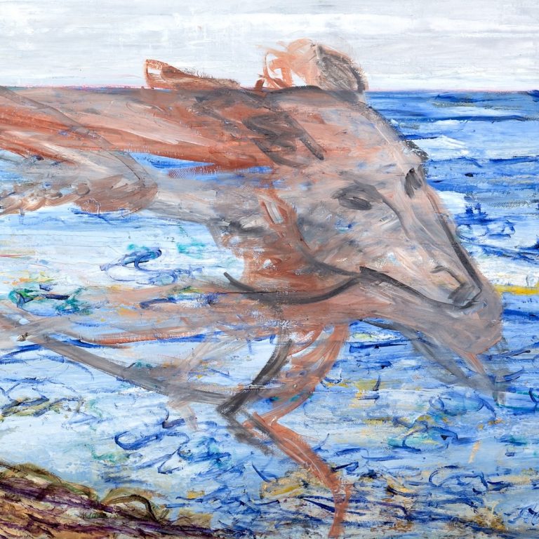 Coastal Canine Mirage (Detail View 3), painting by Ukrainian artist Alvi Siren
