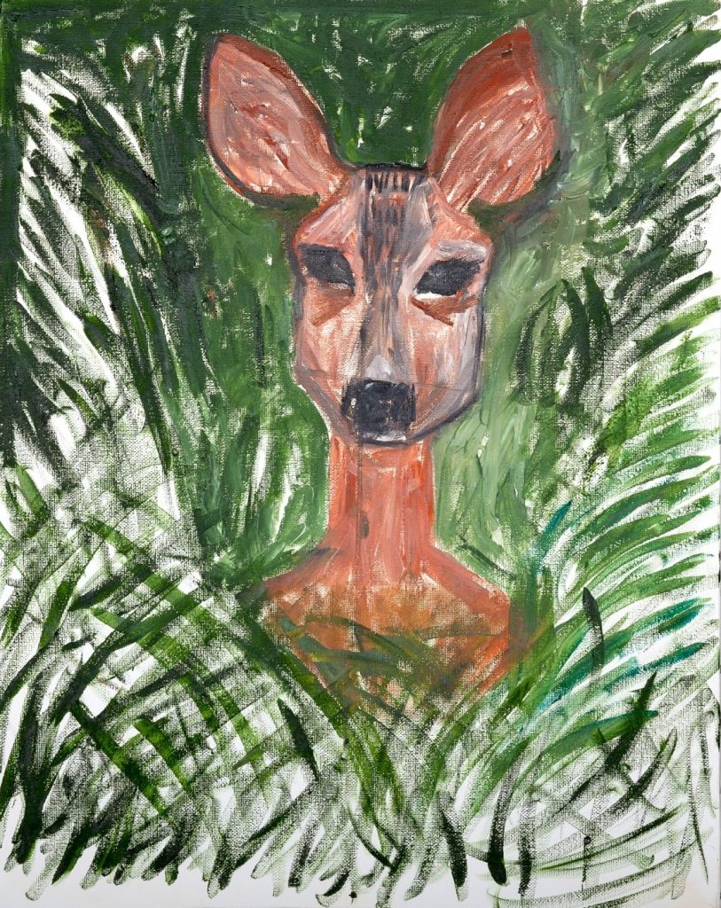 Deer in the Green Veil, painting by Ukrainian artist Alvi Siren