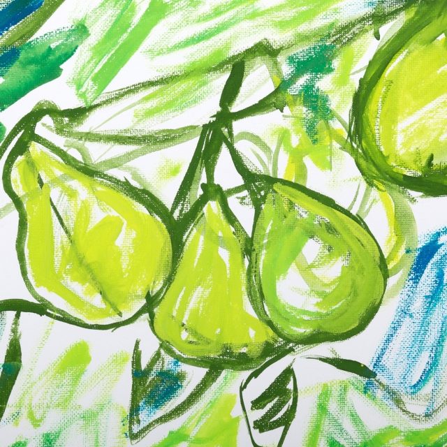 Hanging Pears (Detail View 1), painting by Ukrainian artist Alvi Siren