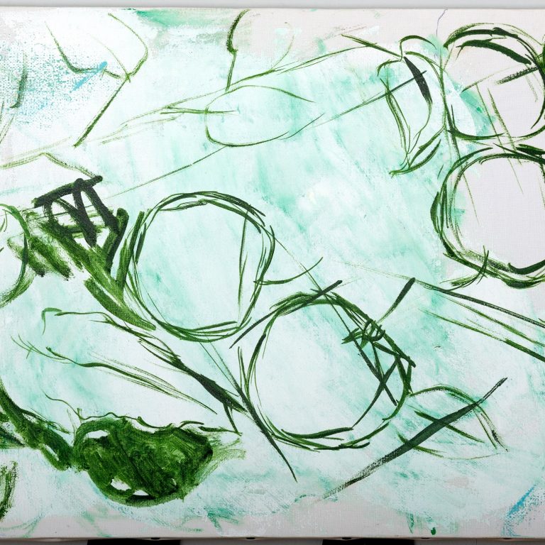 Green Apples Abstract, painting by Ukrainian artist Alvi Siren