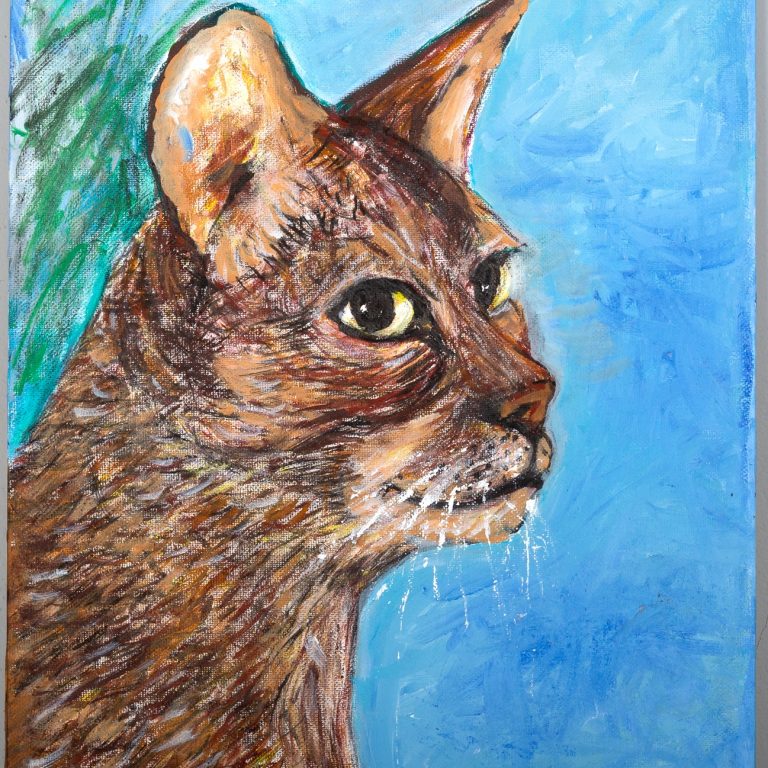 Cat in Blue Light, painting by Ukrainian artist Alvi Siren
